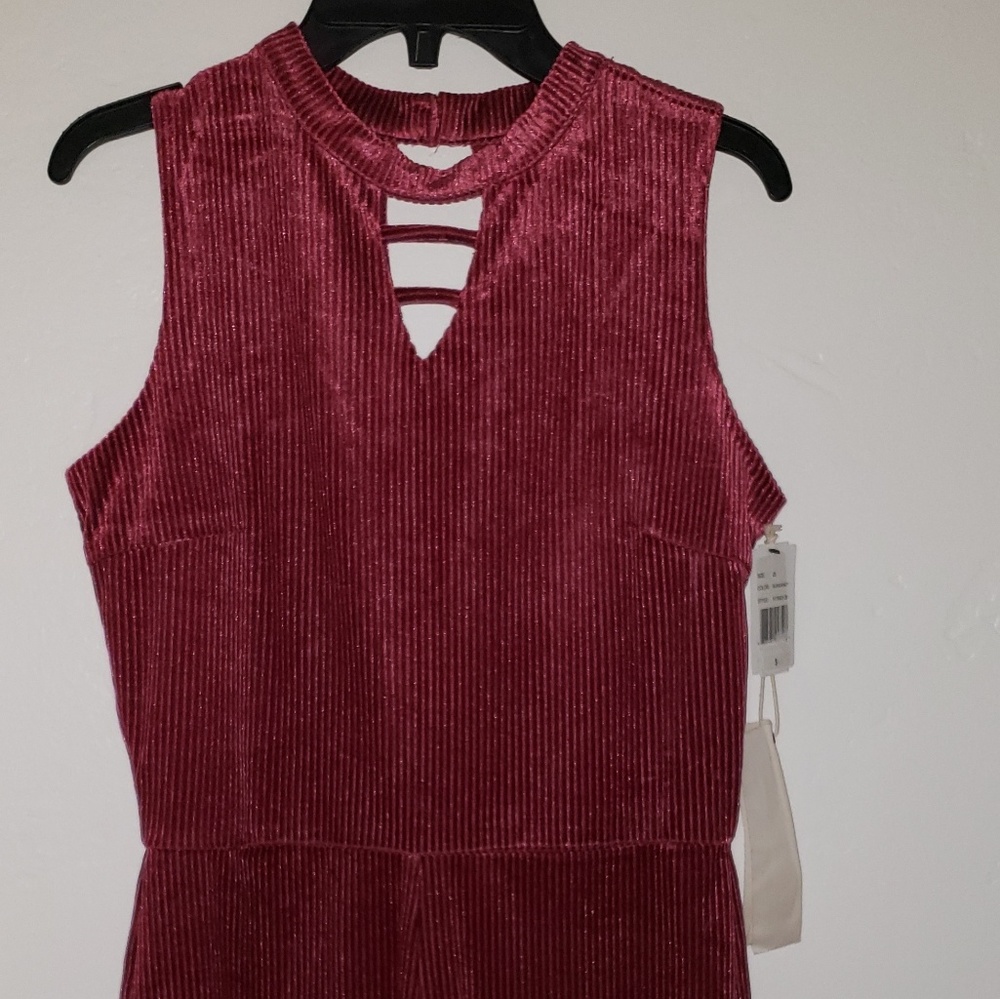 Maddie Girls Juniors Romper Burgundy Cord NWT
